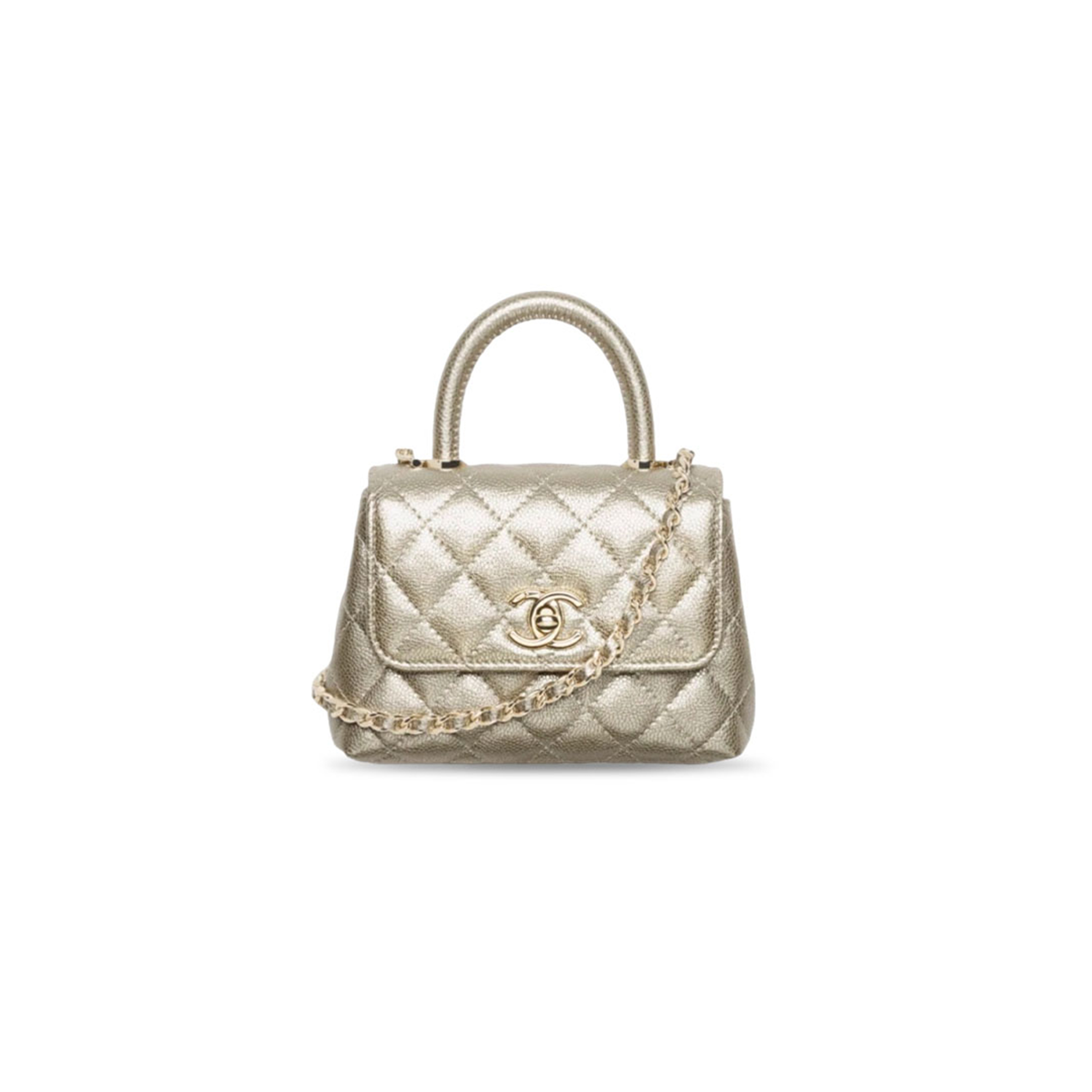 CHANEL 25K QUILTED CALFSKIN SHOULDER BAG IN BRIGHT GOLD AP4244 (14.5*11.5*5.5cm)
